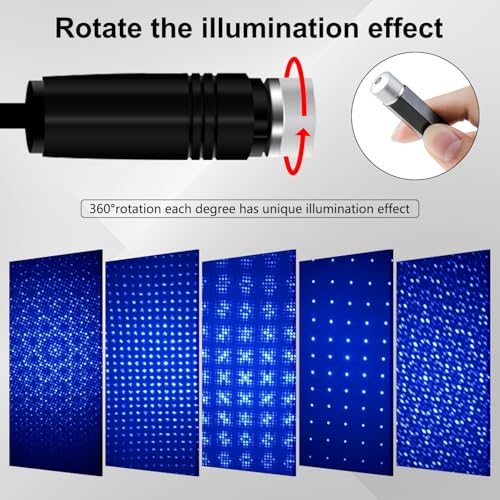 LEDCARE USB Star Projector Night Light, Portable Adjustable Romantic Interior Roof Lights Star Lamp Projector Decorations for Car, Ceiling, Bedroom (Violet Blue) - Image 3