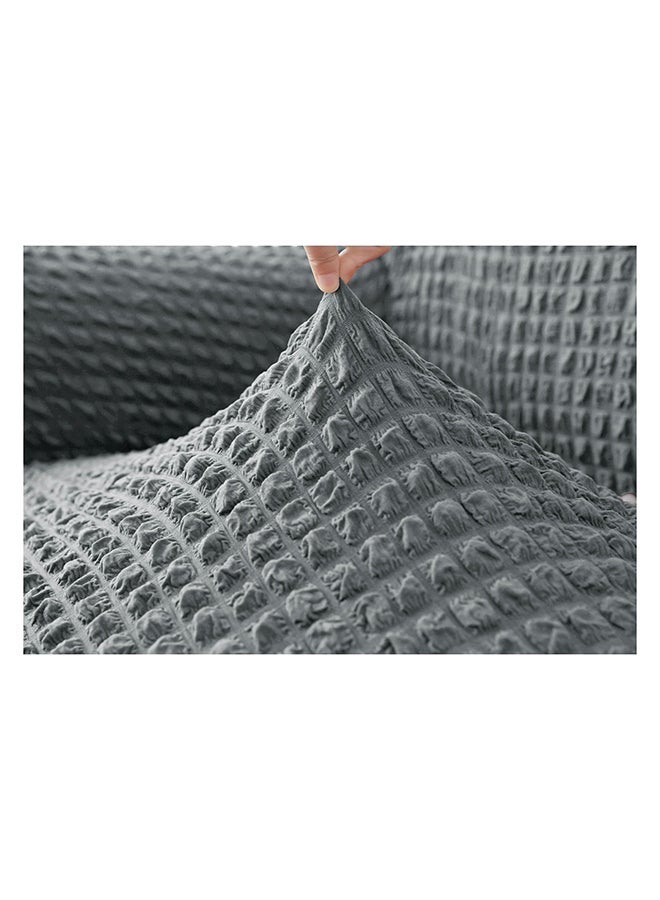 One Seater Super Stretchable Anti-Wrinkle Slip Flexible Resistant Jacquard For Living Room Sofa Cover Grey - Image 4