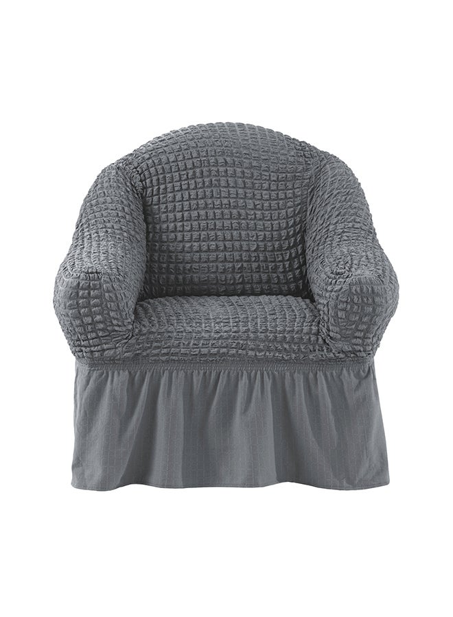 One Seater Super Stretchable Anti-Wrinkle Slip Flexible Resistant Jacquard For Living Room Sofa Cover Grey - Image 3