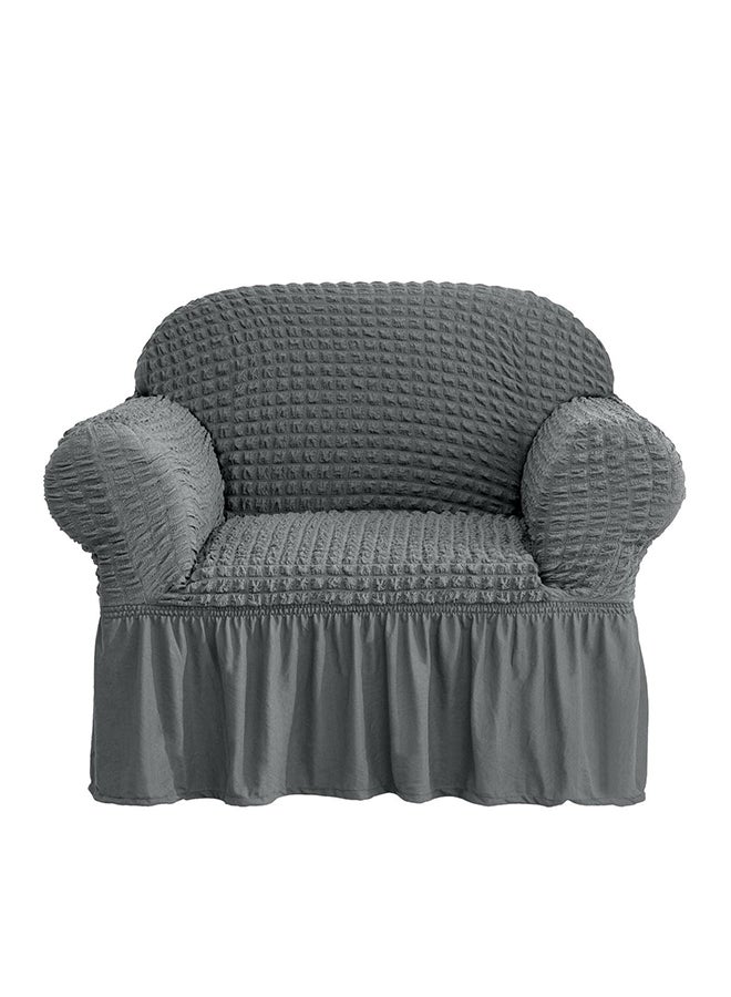 One Seater Super Stretchable Anti-Wrinkle Slip Flexible Resistant Jacquard For Living Room Sofa Cover Grey - Image 1