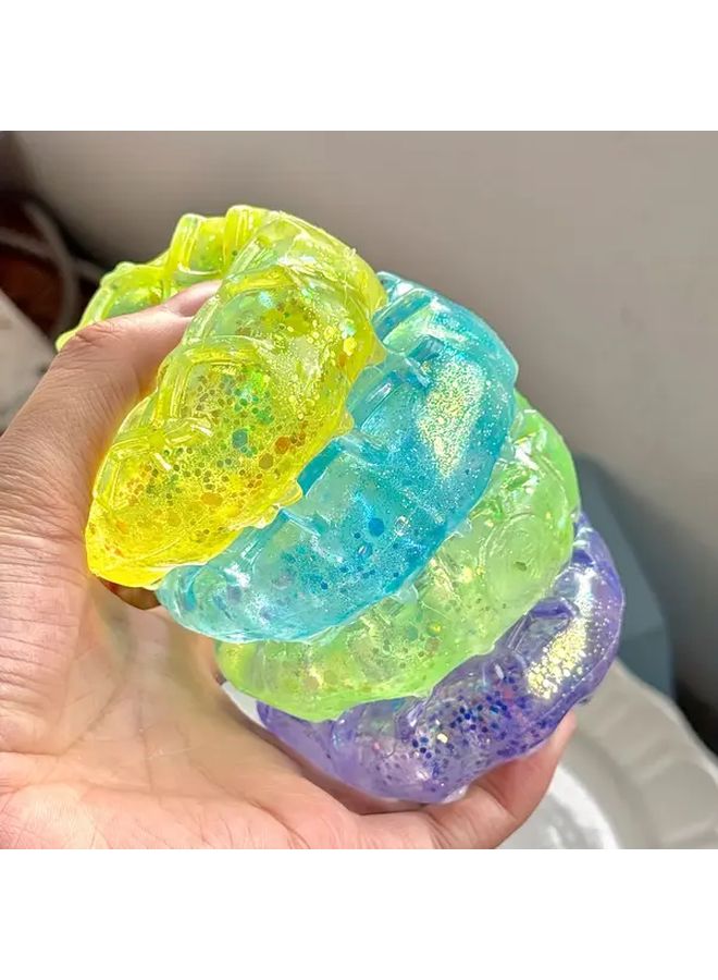Green Aurora Squishy Gummy Balls Glittery Slow Rebound Fidget Toys - Image 3