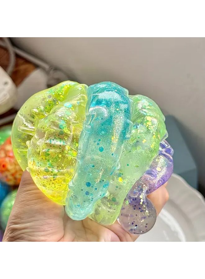 Green Aurora Squishy Gummy Balls Glittery Slow Rebound Fidget Toys - Image 4