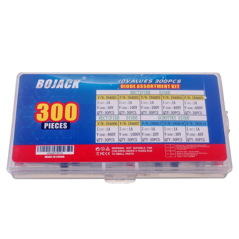 BOJACK 10 Values 300 pcs Rectifier Diodes 1N4001 1N4002 1N4003 1N4004 1N4005 1N4006 1N4007 Schottky Diodes 1N5817 1N5818 1N5819 Assortment Kit - Image 3