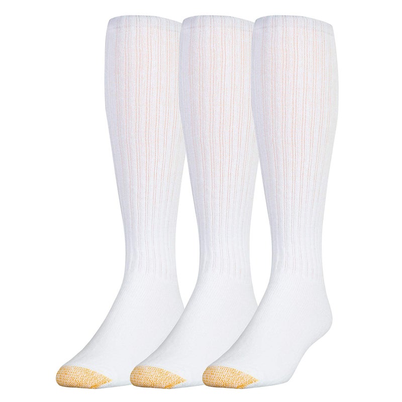 Gold Toe Mens Cotton Over the Calf Athletic Sock 3Pack White Size 612 12