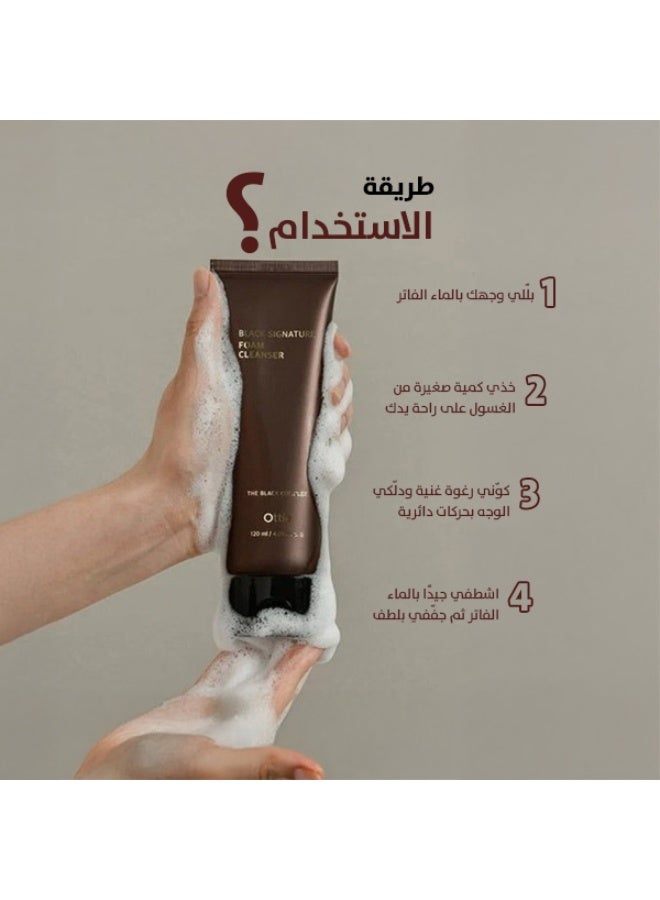 أوتي رغوة التنظيف Ottie Black Signature بحجم 120مل | رغوة تنظيف عميق | تُنقّح المسام لبشرة صافية ومُشرقة | K-Beauty - Image 3