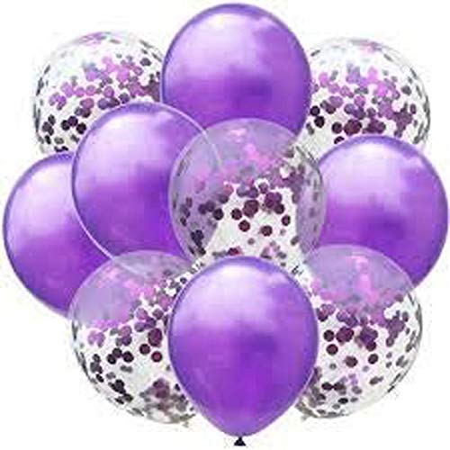 SOI Confetti Toy Balloons Combo 14 Pcs | Purple Balloons for Decoration | Confetti Balloons For Decoration | Purple balloon Decoration Set - Image 2