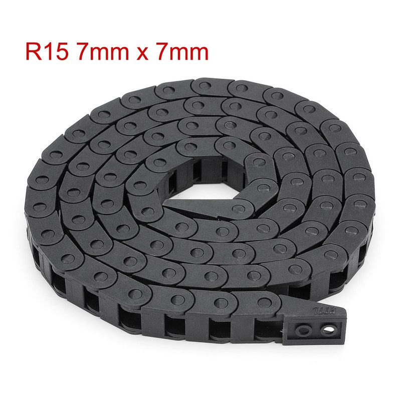 uxcell R15 7mm x 7mm Internal Size Black Plastic Cable Wire Carrier Drag Chain 1M Length for CNC - Image 2