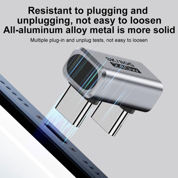 Wefly محول USB C بزاوية 180 درجة 240 واط PD، 80 جيجابت في الثانية، 8K@60Hz، محول USB C بزاوية U، موصل نوع C ذكر إلى ذكر لتقنية Thunderbolt 4/3، لابتوب، ماك/بوك - Image 5