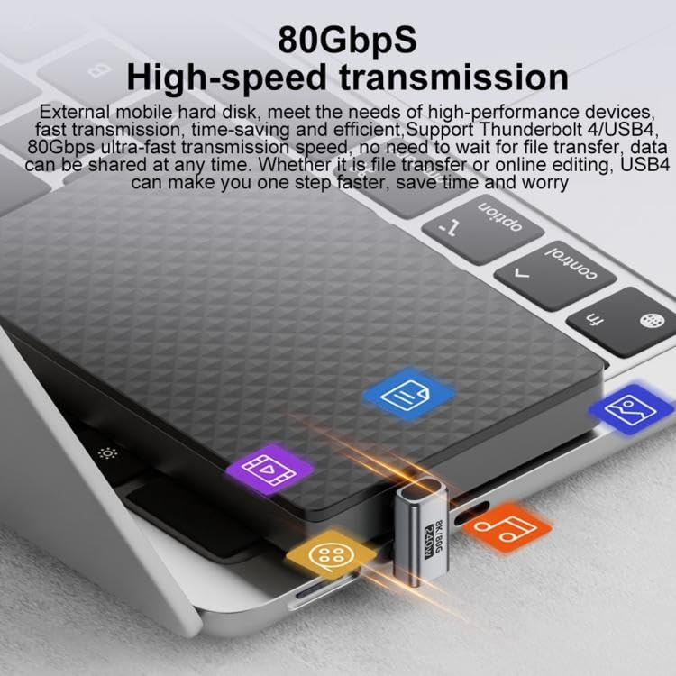 Wefly محول USB C بزاوية 180 درجة 240 واط PD، 80 جيجابت في الثانية، 8K@60Hz، محول USB C بزاوية U، موصل نوع C ذكر إلى ذكر لتقنية Thunderbolt 4/3، لابتوب، ماك/بوك - Image 4