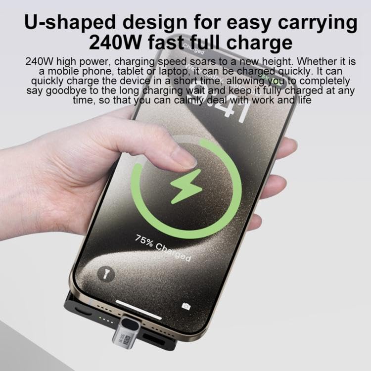 Wefly محول USB C بزاوية 180 درجة 240 واط PD، 80 جيجابت في الثانية، 8K@60Hz، محول USB C بزاوية U، موصل نوع C ذكر إلى ذكر لتقنية Thunderbolt 4/3، لابتوب، ماك/بوك - Image 3