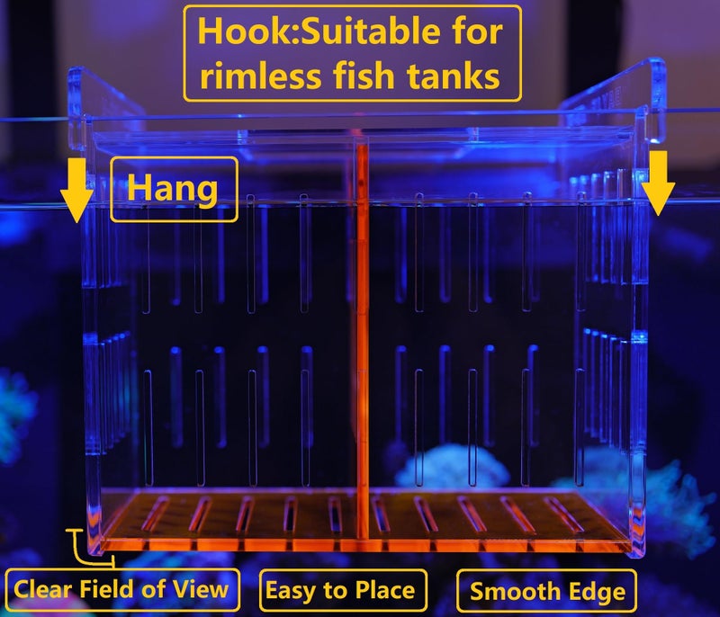 ONE BAYJF Acrylic Acclimation Box for Saltwater Fish and Reef Coral Quarantine Isolation Box for Aquarium Fish Hydroponic Plant External Breeding Box - Image 3