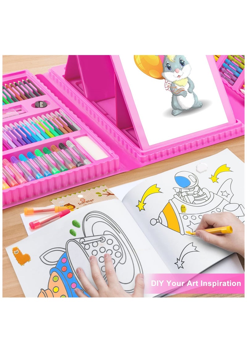 Captaintech Ultimate Art Kit for Kids 208 Pcs with Double Sided Easel Oil Pastels Crayons Colored Pencils Watercolor Fun Creativity Gift - Image 5