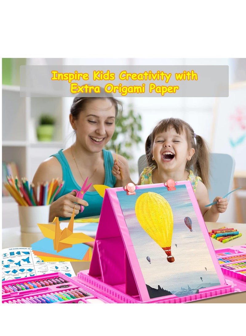 Captaintech Ultimate Art Kit for Kids 208 Pcs with Double Sided Easel Oil Pastels Crayons Colored Pencils Watercolor Fun Creativity Gift - Image 4