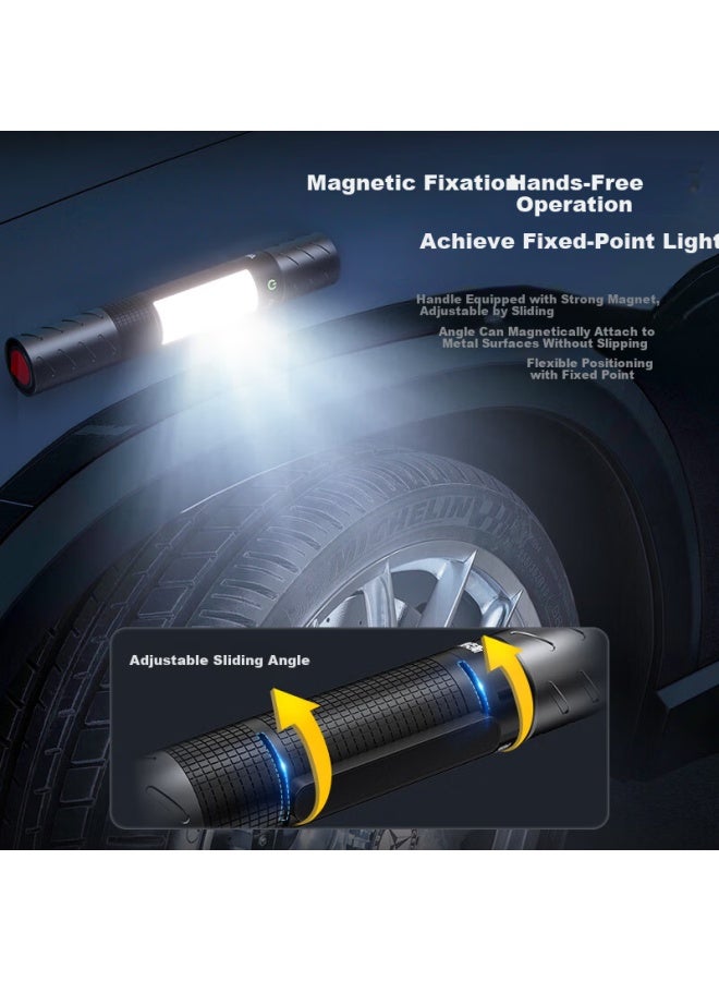 Aux High-power Zoomable Flashlight Outdoor Home Multi-mode Adjustable Long-range Super Long Battery Life Window Breaker Magnetic Emergency Rescue - Image 4
