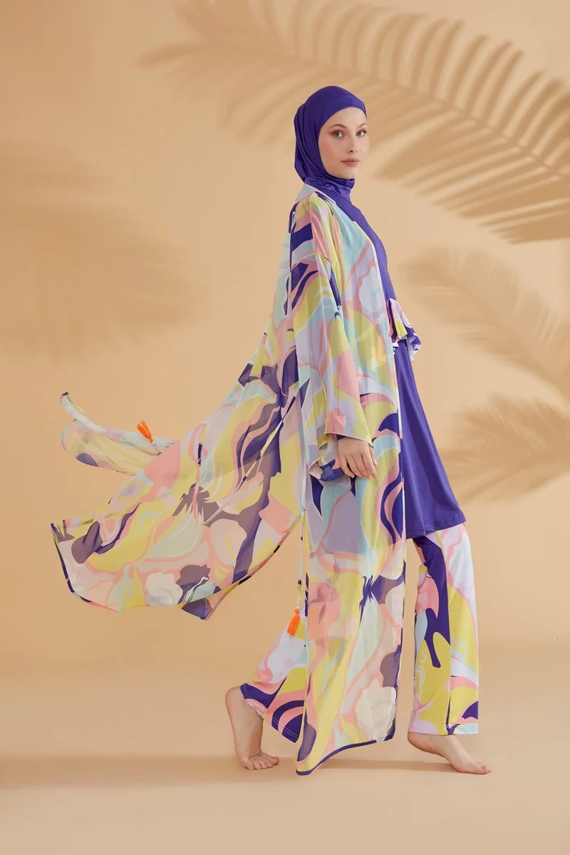Marina Patterned Colorful Kimono Kaftan P2332