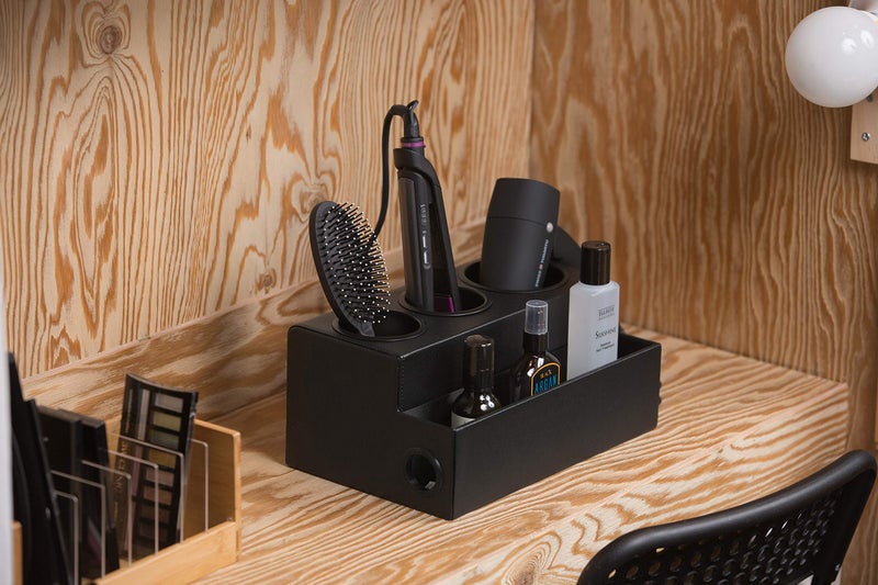 J JACKCUBE DESIGN Hair Dryer Holder Hair Tool and Styling Organizer, Bathroom Countertop Blow Dryer Organizer, Vanity Storage Stand for Accessories, Makeup, Toiletries (Black) â€“ MK154C - Image 3