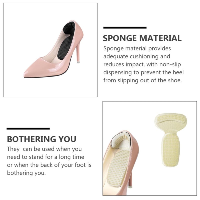 2 Pairs Non Slip Heel Protectors Cushions Black Beige Shock Absorption for Women - Image 4