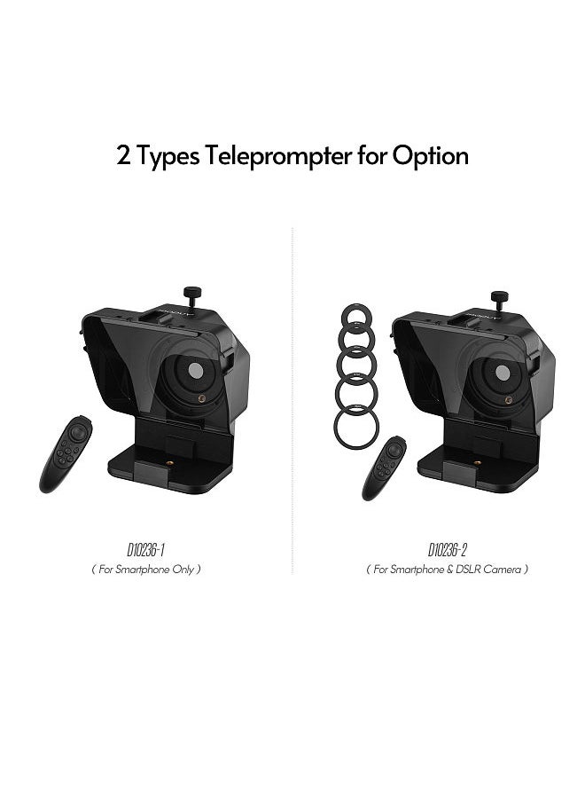 ANDOER - Andoer Portable Smartphone DSLR Camera Teleprompter Prompter with Phone Holder Remote Control 5pcs Lens Adapter Rings for Video Recording Live Streaming Interview Presentation Stage Speech - Image 1