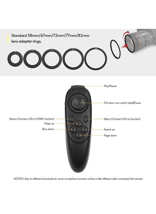 ANDOER - Andoer Portable Smartphone DSLR Camera Teleprompter Prompter with Phone Holder Remote Control 5pcs Lens Adapter Rings for Video Recording Live Streaming Interview Presentation Stage Speech - Image 1