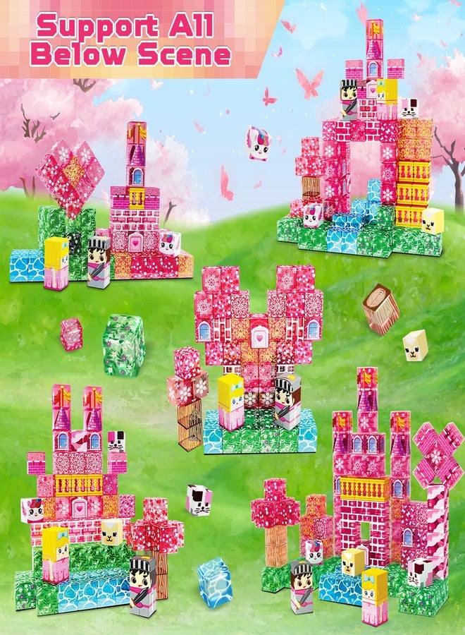 Magnetopia Magnetic Blocks - 100PCS Magnetic Building Block Cubes, Magnet Blocks Transparent Castle Princess Toy Building Sets for Kids, STEM Stacking Magnets Toys, Easter Birthday Gift for Boys Girls Age 4-8 - Image 3