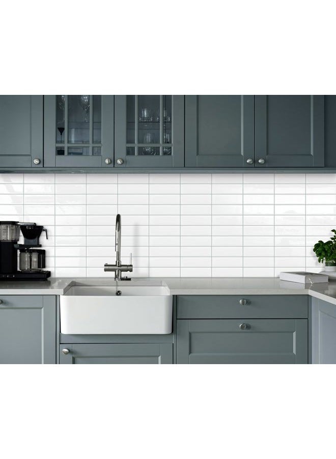 Tiwoos White Peel and Stick Backsplash Kitchen Rectangle Subway Self Adhesive Wall Tiles (10-Sheet,12"x12") - Image 3