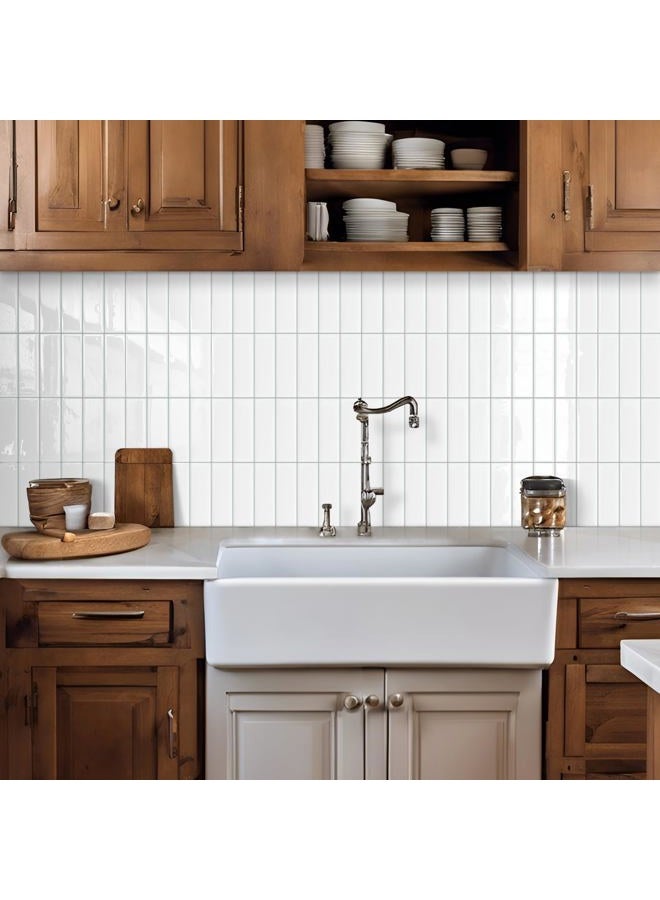 Tiwoos White Peel and Stick Backsplash Kitchen Rectangle Subway Self Adhesive Wall Tiles (10-Sheet,12"x12") - Image 2