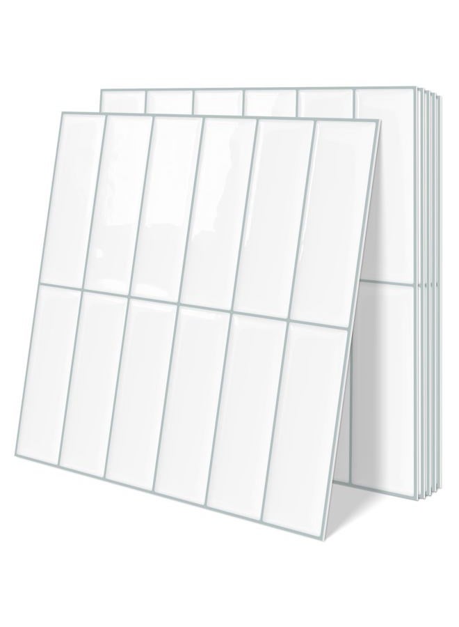Tiwoos White Peel and Stick Backsplash Kitchen Rectangle Subway Self Adhesive Wall Tiles (10-Sheet,12"x12") - Image 1