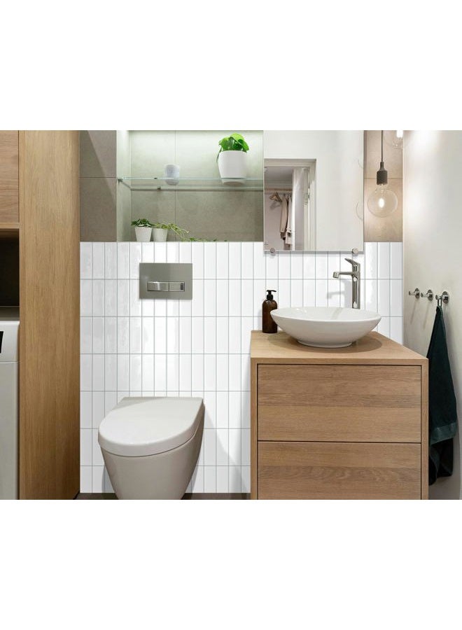 Tiwoos White Peel and Stick Backsplash Kitchen Rectangle Subway Self Adhesive Wall Tiles (10-Sheet,12"x12") - Image 4