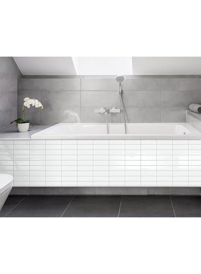 Tiwoos White Peel and Stick Backsplash Kitchen Rectangle Subway Self Adhesive Wall Tiles (10-Sheet,12"x12") - Image 5