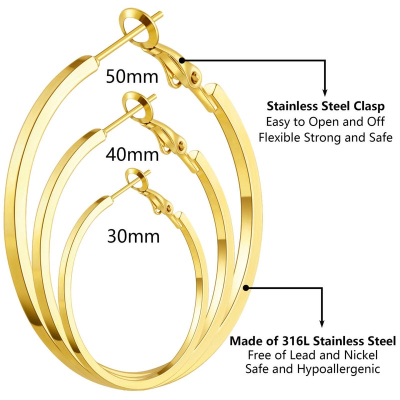 Cuicanstar 12 Pairs Hoop Earrings for Women, Hypoallergenic Stainless Steel Gold Plated Hoops Silver Plated Hoop Earrings Set, Lightweight Large Small Hoops Women Earrings Loop Earrings Set - Image 2