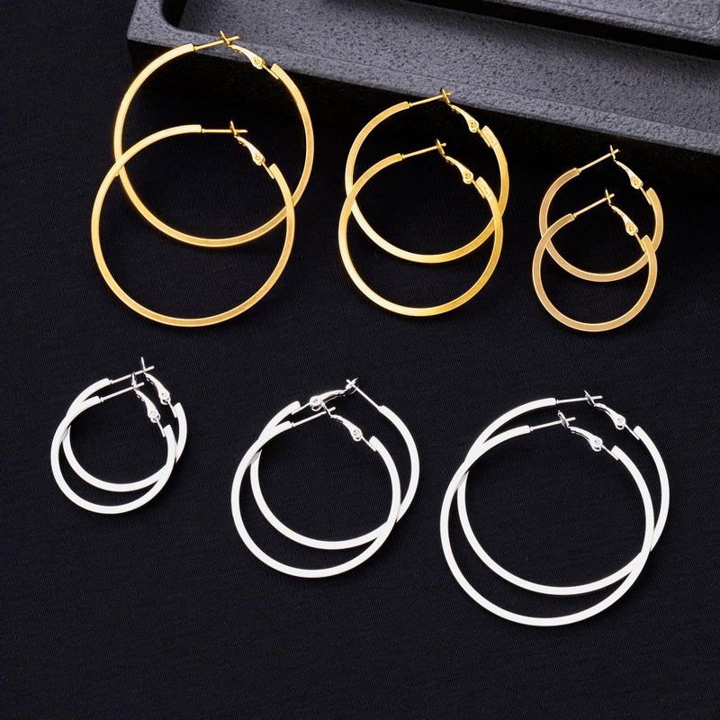Cuicanstar 12 Pairs Hoop Earrings for Women, Hypoallergenic Stainless Steel Gold Plated Hoops Silver Plated Hoop Earrings Set, Lightweight Large Small Hoops Women Earrings Loop Earrings Set - Image 5