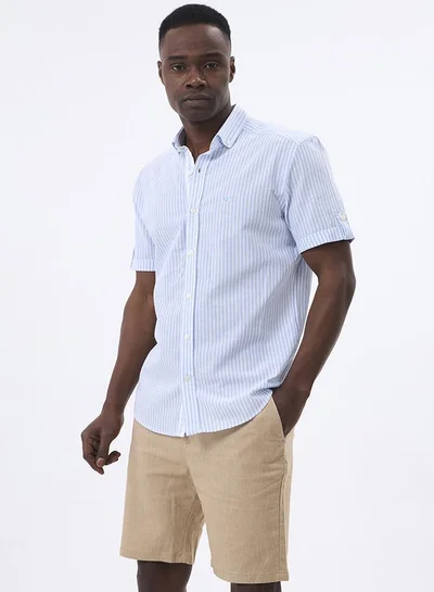 فيليكس هاردي Linen Blended Striped Short Sleeve Shirt for Men
