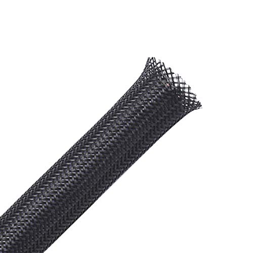 Alex Tech 25ft - 1 inch PET Expandable Braided Sleeving – Black – Alex Tech Braided Cable Sleeve - Image 1