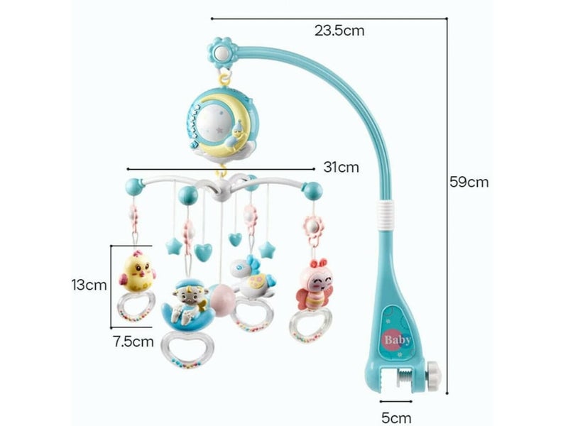 Crib Mobile with Music Crib Mobile with Night Light and Projector Remote Control and Toys to Pack and Play Pink JEDBESETZT - Image 2