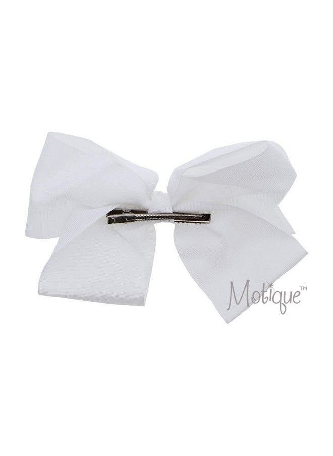 Motique Accessories 8 Inch Grosgrain Bow For Women And Girls (White)  - Image 5
