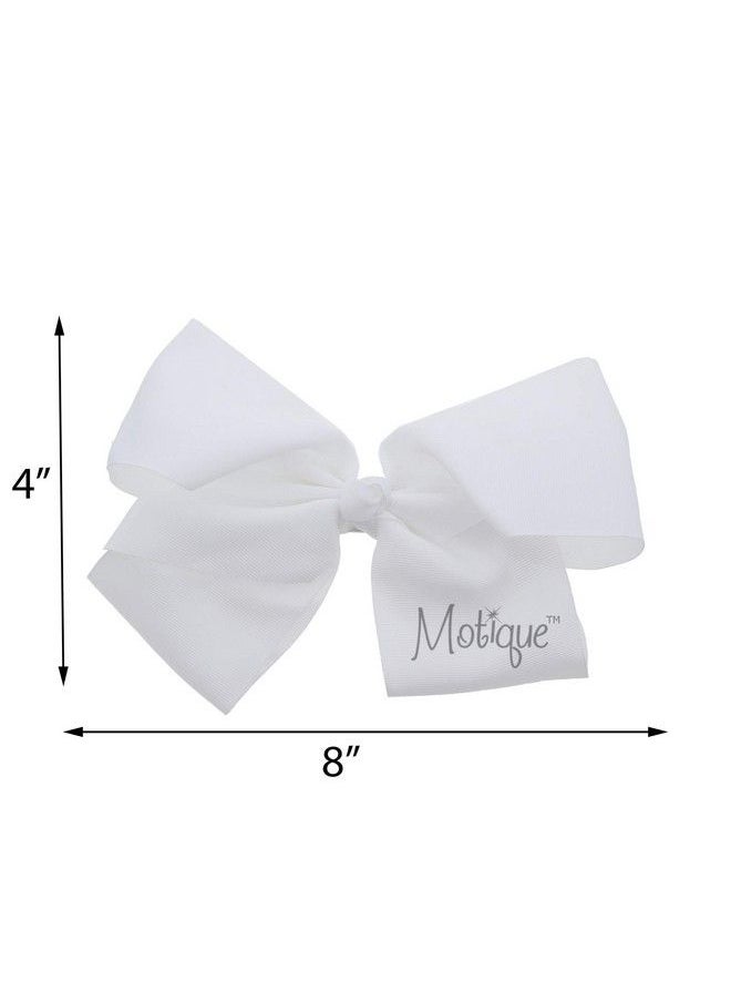 Motique Accessories 8 Inch Grosgrain Bow For Women And Girls (White)  - Image 3