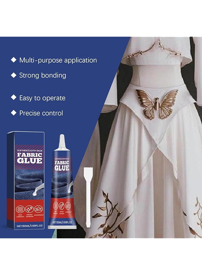 erorex Fabric Glue Permanent 50Ml Fabric Glue For Patch Clear Fabric Glue For Clothing Permanent Washable Clothing Glue For All Fabrics Cotton Denim Leather Flannel 2Pcs - Image 2