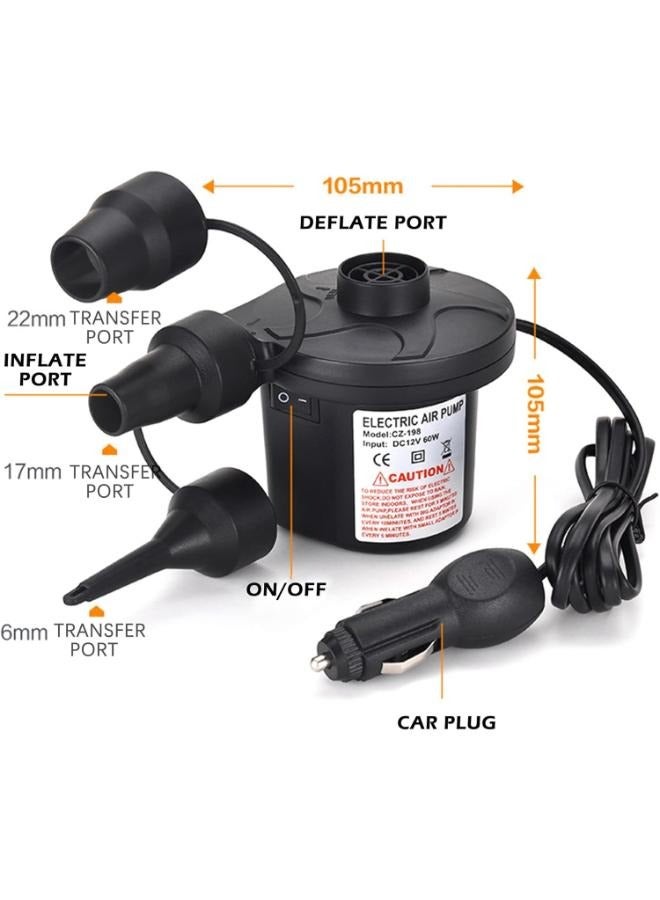 Generic Two Way Electric Air Pump Inflator Deflator Air Pumps with 3 Nozzles Quick-Fill Electric Air Pump for Outdoor Camping Inflatable Boats Raft Pool Floats  - Image 2