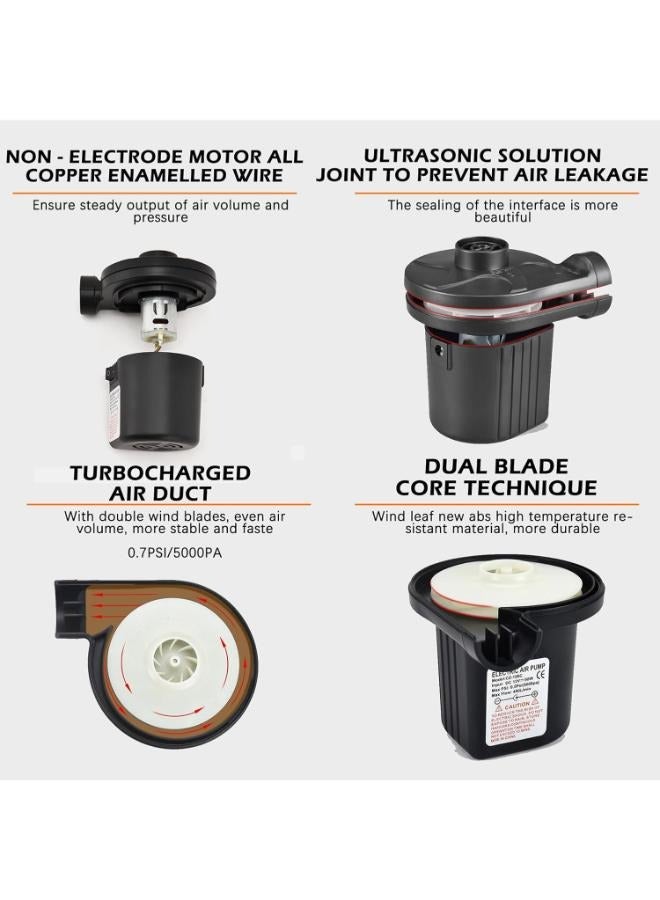 Generic Two Way Electric Air Pump Inflator Deflator Air Pumps with 3 Nozzles Quick-Fill Electric Air Pump for Outdoor Camping Inflatable Boats Raft Pool Floats  - Image 4