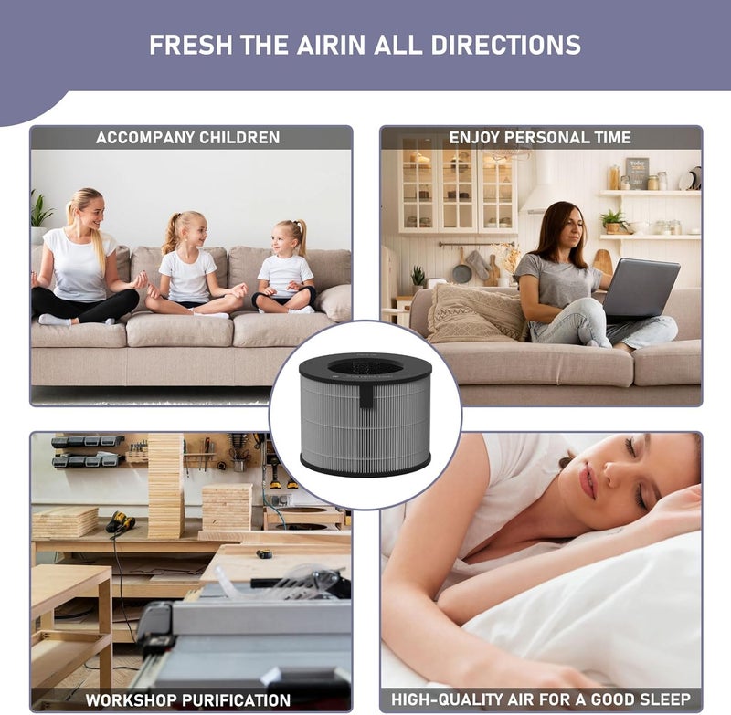 Ontheone مرشح HEPA U9CV2B البديل المتوافق مع مروحة LG PuriCare AeroTower U9CV2B / U9CS1C / U9CV1C لتنقية الهواء، مرشح HEPA حقيقي ثلاثي الوظائف، عبوة واحدة - Image 5