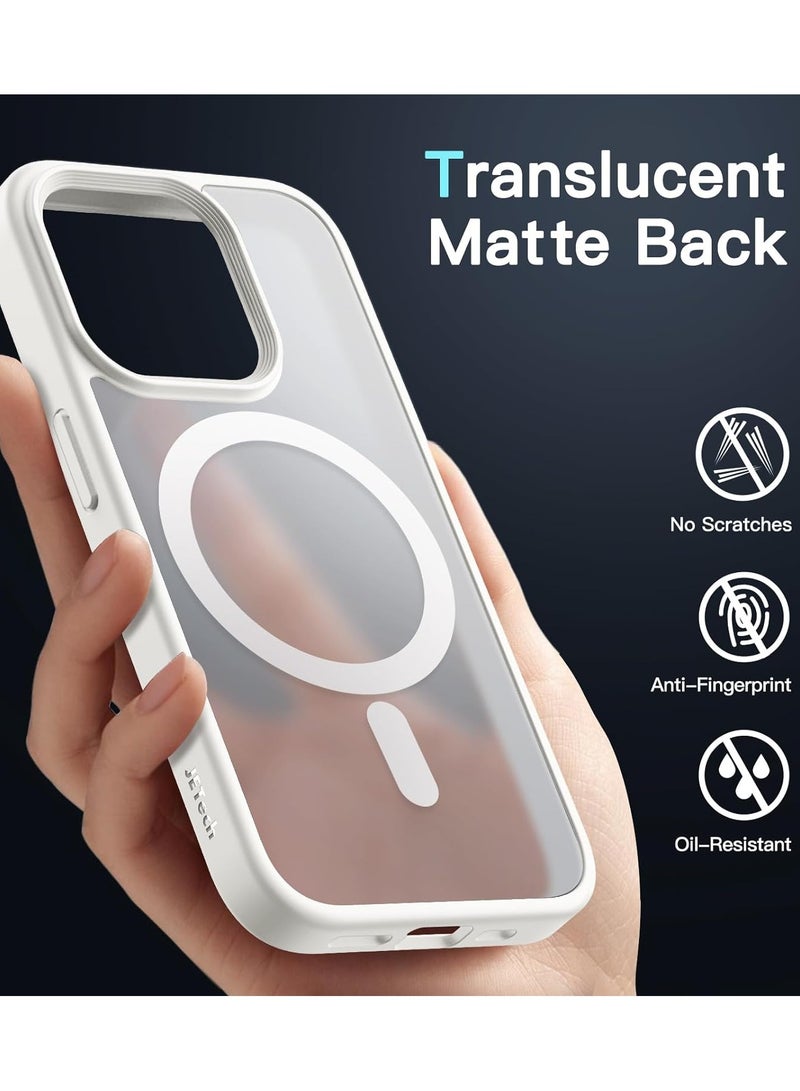 Denx Magnetic Case for iPhone 15 Pro [Shockproof & Slim] Matte Hard Back Cover with high-Grade Protection | White - Image 2