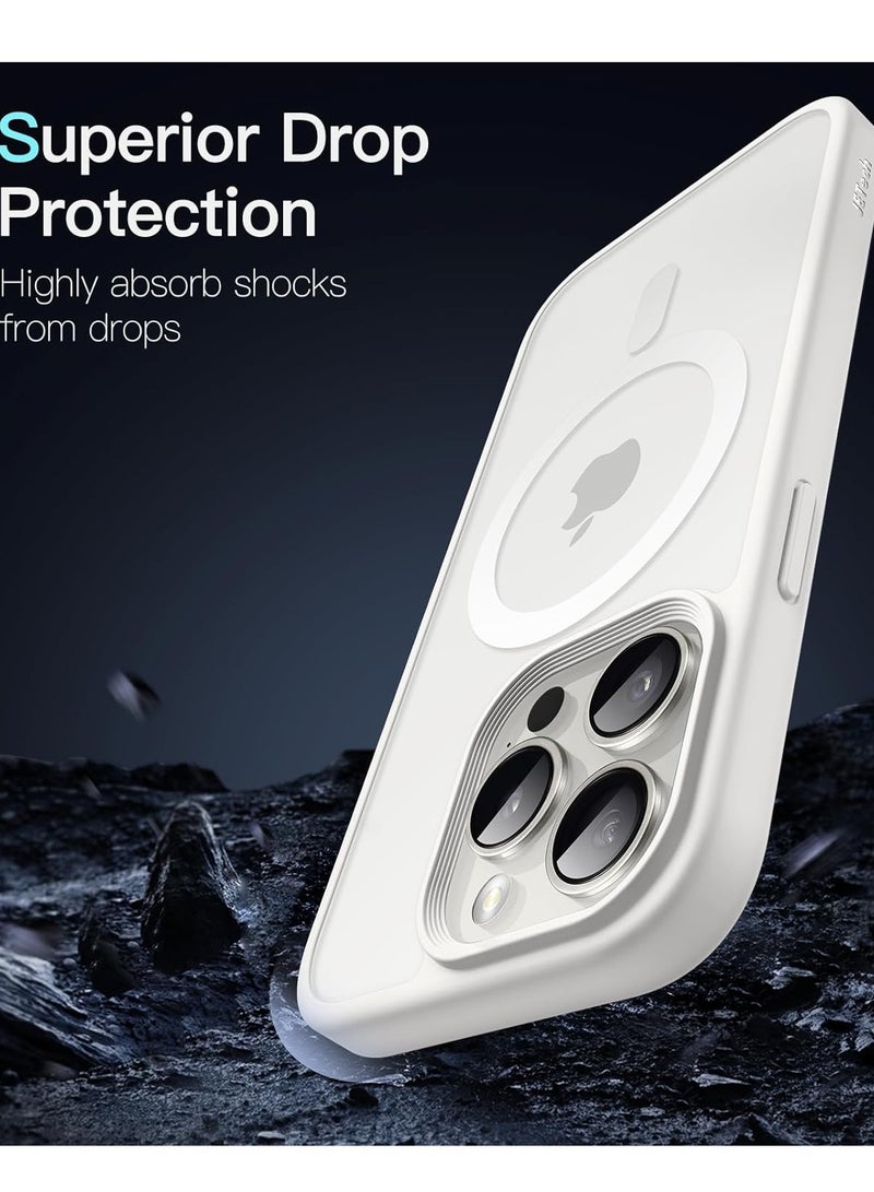 Denx Magnetic Case for iPhone 15 Pro [Shockproof & Slim] Matte Hard Back Cover with high-Grade Protection | White - Image 3