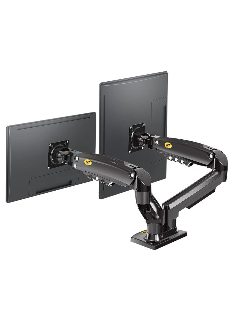NB NORTH BAYOU North Bayou NB F160 Dual Arm Monitor Mount Extra Wide Full Motion Swivel Gas Spring Bracket for 17" - 27" Screens by North Bayou, Load Capacity 4.4 to 33 lbs per Arm, Height Adjustable - Image 1