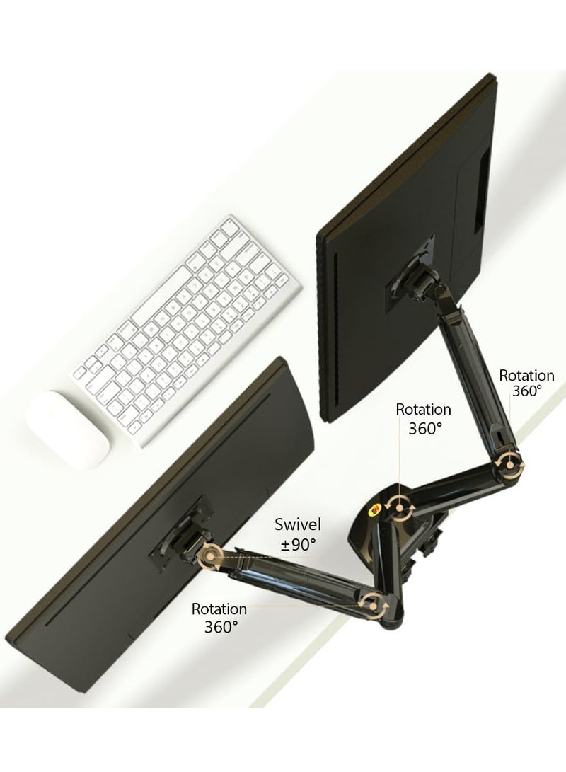 NB NORTH BAYOU North Bayou NB F160 Dual Arm Monitor Mount Extra Wide Full Motion Swivel Gas Spring Bracket for 17" - 27" Screens by North Bayou, Load Capacity 4.4 to 33 lbs per Arm, Height Adjustable - Image 3