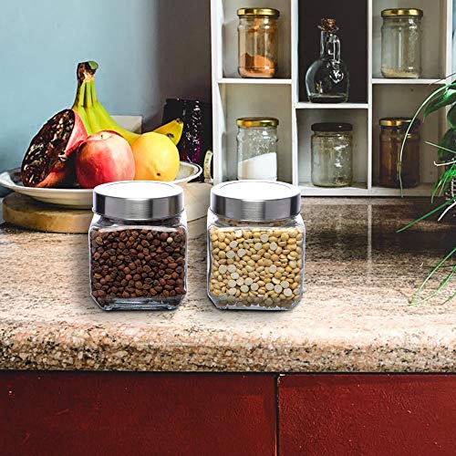 Cutting EDGE Multipurpose 550ml Transparent Glass Jar for Kitchen, Pickle, Dry Fruits, Masala, Grocery, Grains Storage with Silver See-Through Cap (Set of 2) - Image 5
