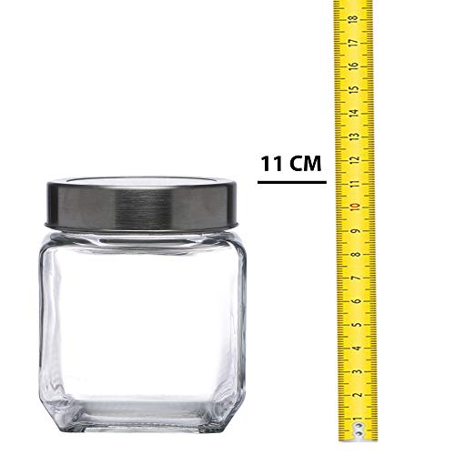 Cutting EDGE Multipurpose 550ml Transparent Glass Jar for Kitchen, Pickle, Dry Fruits, Masala, Grocery, Grains Storage with Silver See-Through Cap (Set of 2) - Image 3
