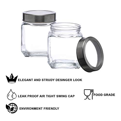 Cutting EDGE Multipurpose 550ml Transparent Glass Jar for Kitchen, Pickle, Dry Fruits, Masala, Grocery, Grains Storage with Silver See-Through Cap (Set of 2) - Image 4