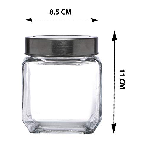 Cutting EDGE Multipurpose 550ml Transparent Glass Jar for Kitchen, Pickle, Dry Fruits, Masala, Grocery, Grains Storage with Silver See-Through Cap (Set of 2) - Image 2