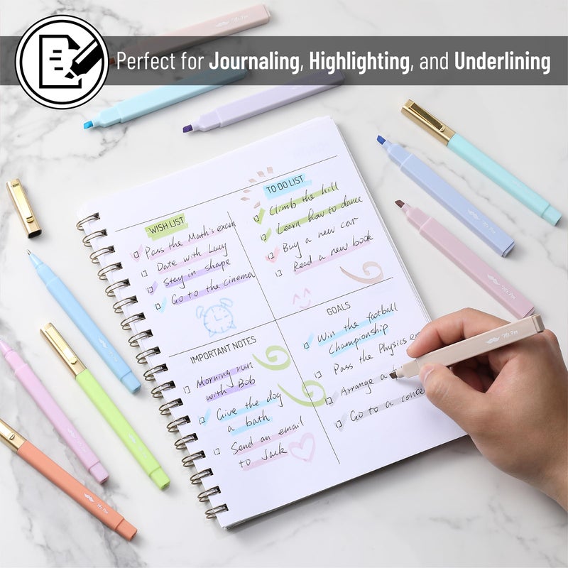 Mr. Pen- Aesthetic Highlighters and Pens, 16 Pack, Black Ink, Pastel Color Highlighters, No Bleed Bible Pens - Image 5
