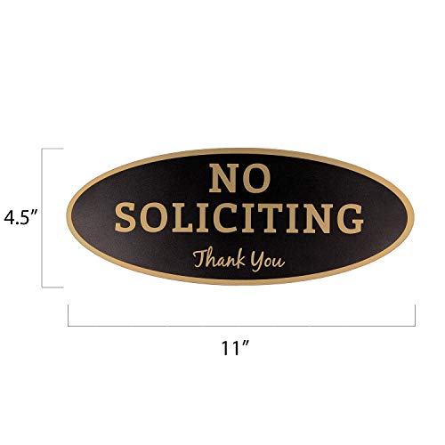 ExcelMark No Soliciting Sign for House or Business – Durable Indoor/Outdoor Sign – Easily Attach to Front Door - UV and Weather Resistant (Extra Large - 4.5"x 11", Black with Gold Letters) - Image 3